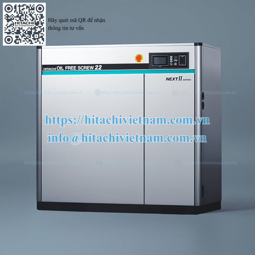 Máy Nén Khí Hitachi Trục Vít Không Dầu (Một Cấp) 1 Máy Nén Khí Hitachi Trục Vít Không Dầu 22kw