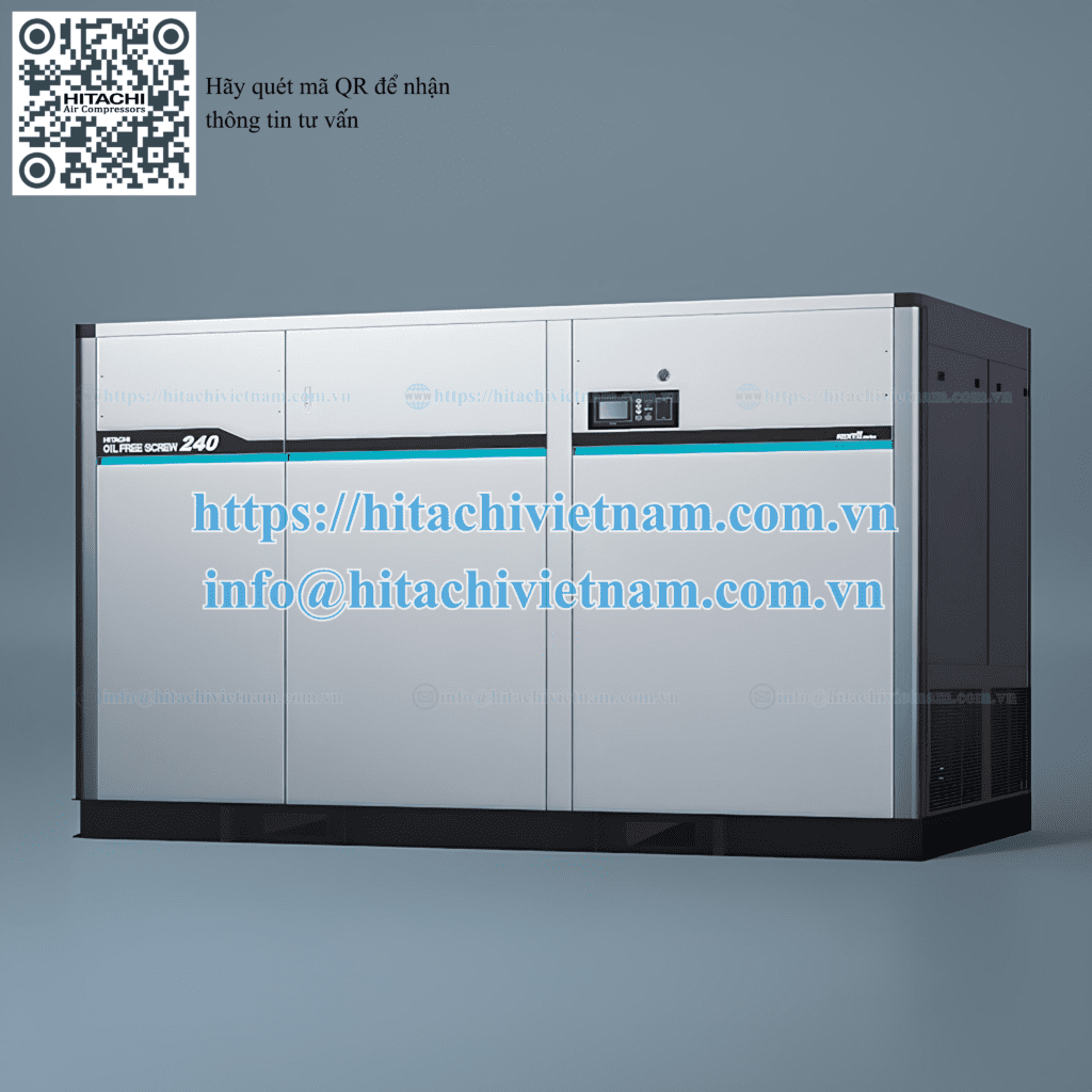 Máy Nén Khí Hitachi Trục Vít Không Dầu (Hai Cấp) 1 Máy Nén Khí Hitachi Trục Vít Không Dầu 240kw